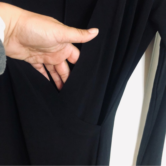 NWT New Norma Kamali Long Sleeve Modern Side Drape Dress XS Black Revolve - Picture 11 of 13